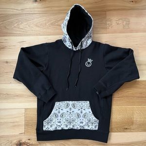 Jiberish Black and White Paisley Hoodie Men’s Size Large